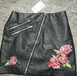 Black Embroidered Mini Skirt